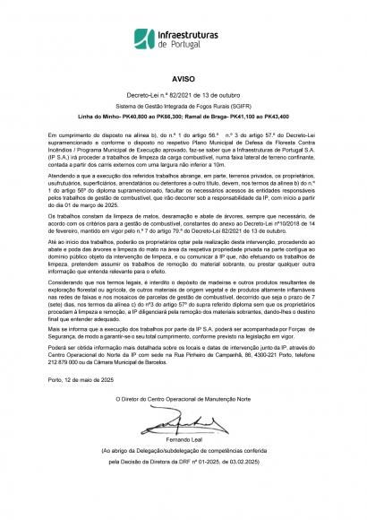 Aviso, Infraestruturas de Portugal