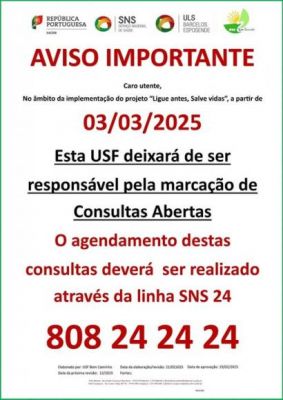 Alteração no Agendamento de Consultas Abertas na USF Bom Caminho